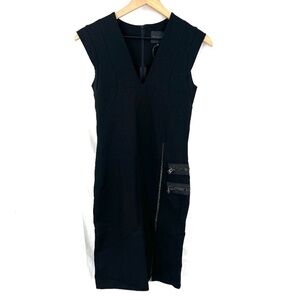 Hotel Particulier little black dress LBD‎ scuba bodycon Moto stretch cocktail XS